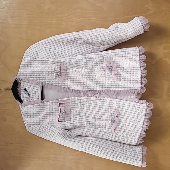 10 Crosby Derek Lam Jackets & Blazers - New Derek Lam 10 Crosby Pink Ruffle Tweed Jacket Blazer Size 4